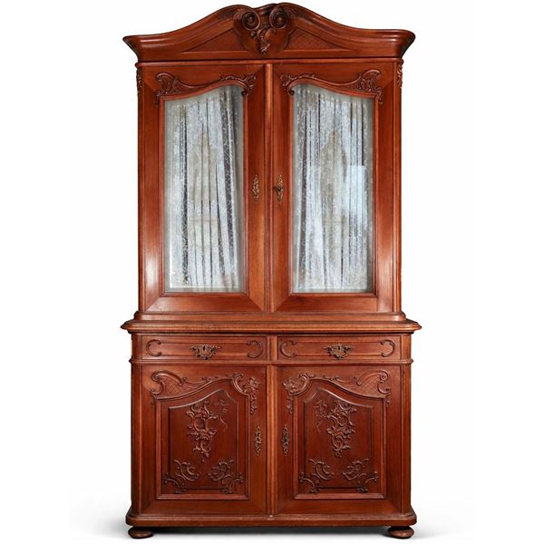 Continental Louis XV Revival Two-Part Display Cabinet