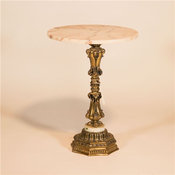 Italian Gilt-Metal and Marble Gueridon Table, Hollywood Regency, Circa 1970s