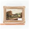 Image 3 : Signed Countryside Cottage Landscape Oil Painting