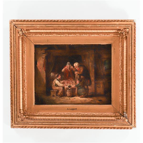 A. Leggett, Interior Genre Scene with Family by Candlelight