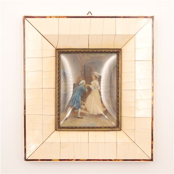 Group of Four Continental and French Framed Miniatures, including Two Portrait Miniatures on Ivory a