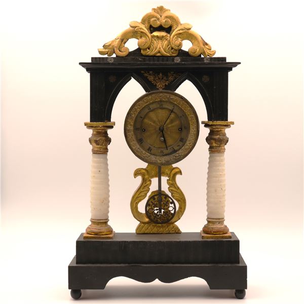 Austrian Biedermeier Portico Mantel Clock, Circa 1830–1850