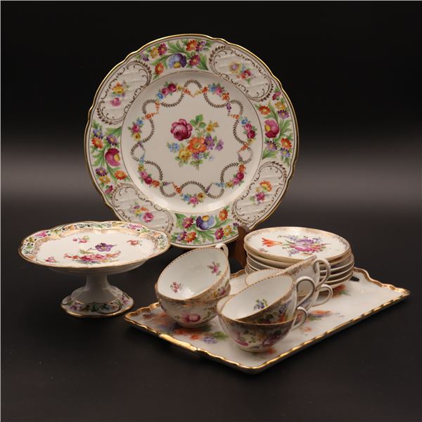 Assembled Bavarian Floral Porcelain Dessert and Tea Group
