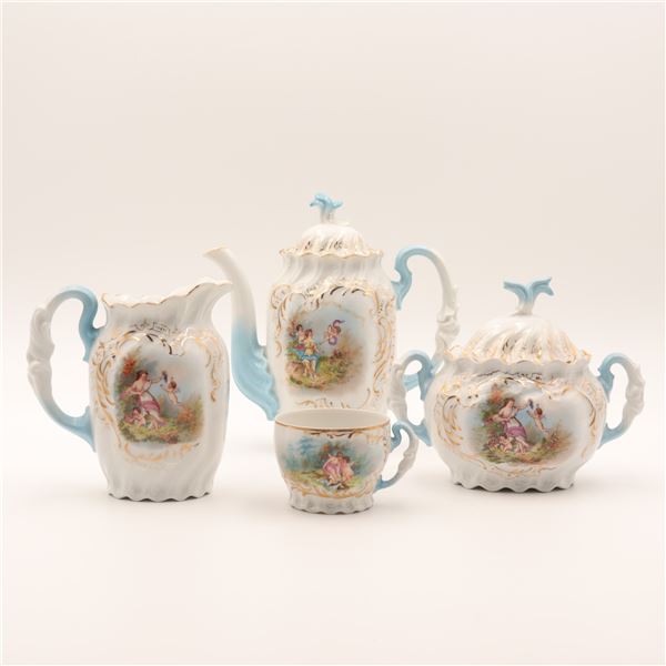 Dresden-Taste Porcelain Partial Demitasse Coffee Service, 4 pcs