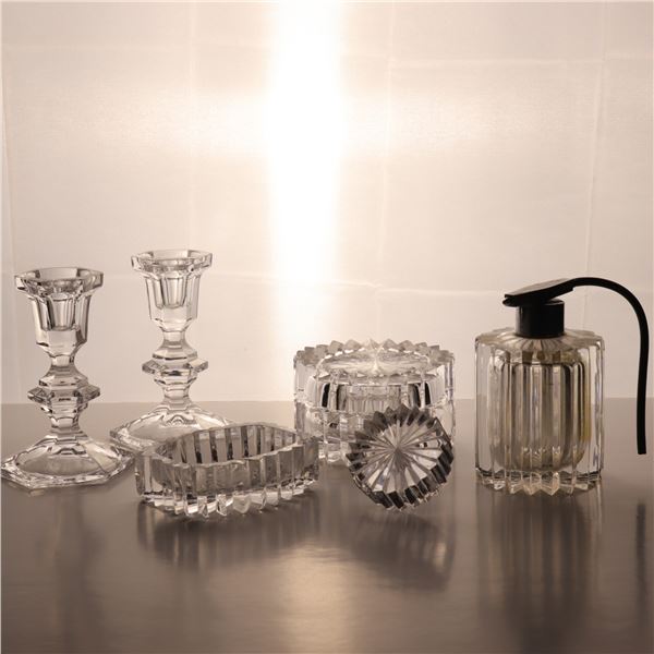 Crystal Dressing Set and Pair of Candlesticks
