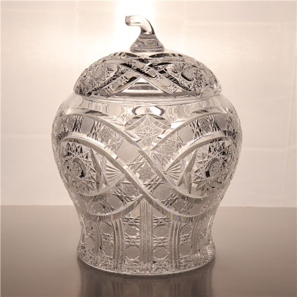 Hand-Cut Crystal Punch Bowl with Six Cups