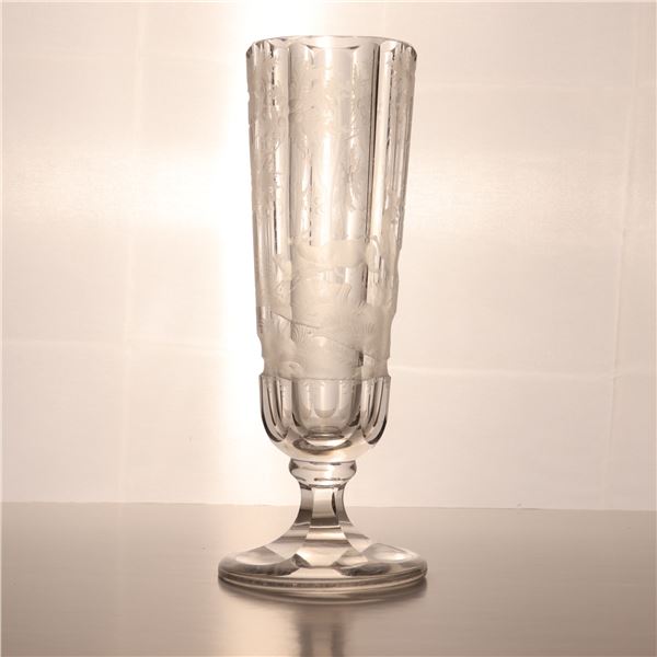 Wheel-Engraved Glass Vase