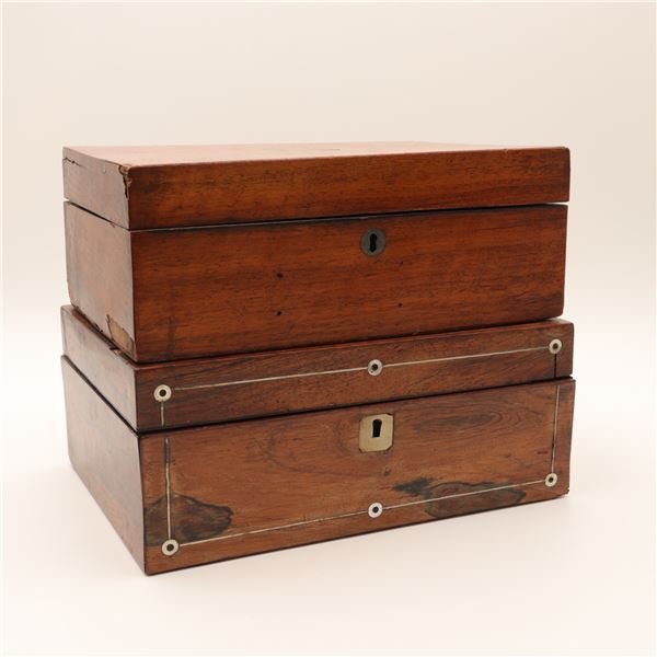 Two Victorian Mahogany and Rosewood Veneered Boxes