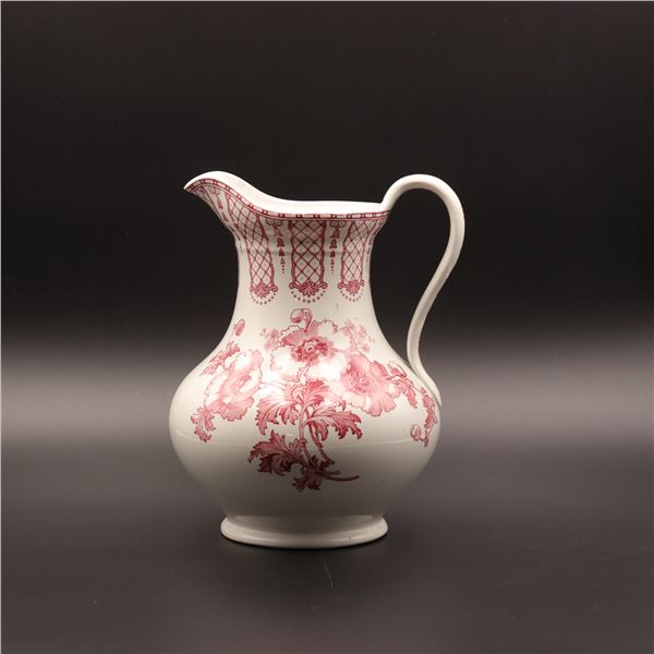 English Pink Transfer-Printed Pottery Wash Jug