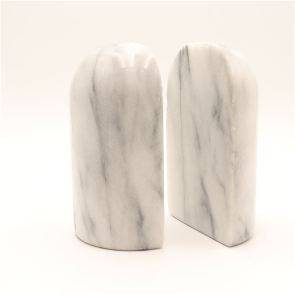 Pair of Grey Marble Half-Round Bookends