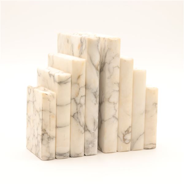 Pair of Italian Alabaster Book-Form Bookends, JIM Tirrenia, Mid–Late 20th Century