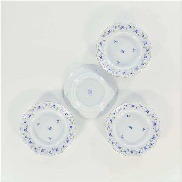Four Herend Hand-Painted Porcelain Rim Soup Plates