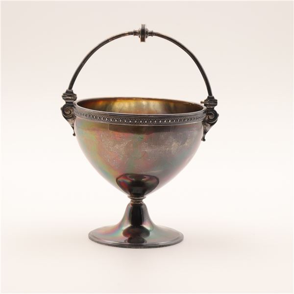 Sterling Silver (925) Pedestal Bowl with Swing Handle, 246 g