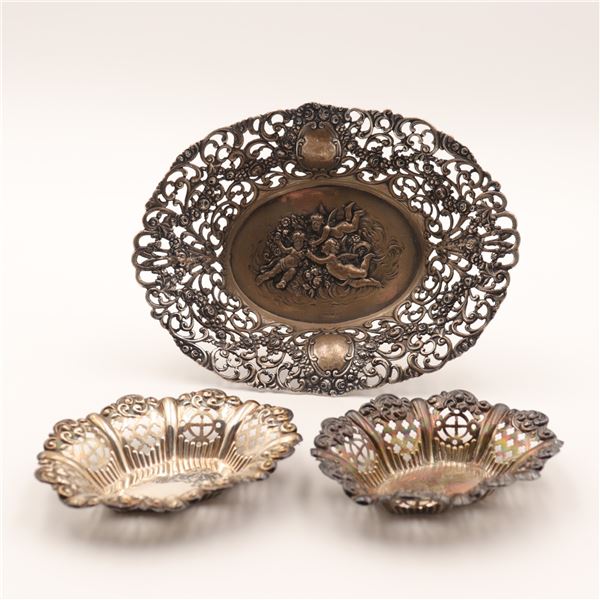 Three Continental 800 Silver Rococo Revival Dishes