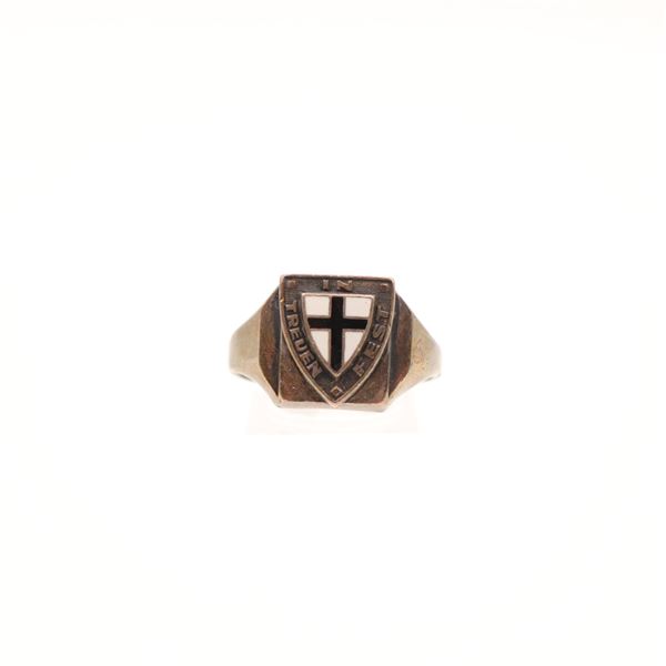M. STER “In Treuen fest” Motto Ring with Black Cross Shield