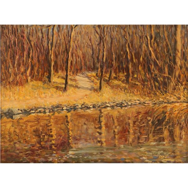 Crane Thomas (Canadian, 1949–2005), Untitled (Woodland Reflections), Oil on Board