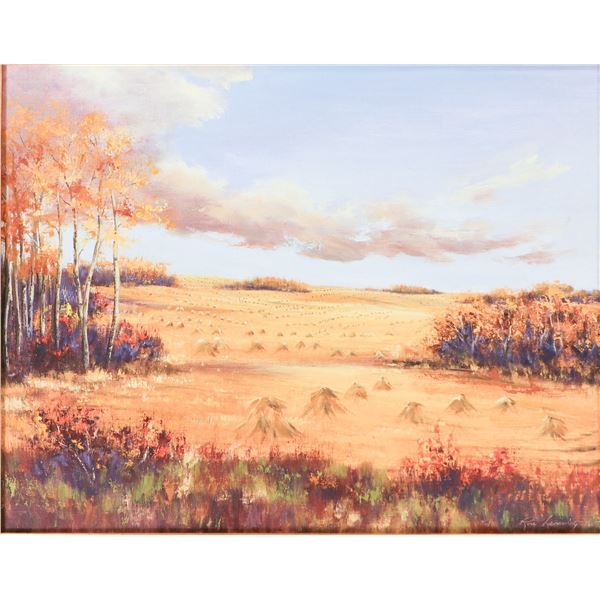 Rose Leonard (1916–2005), Untitled Autumn Hayfield Landscape, 1975