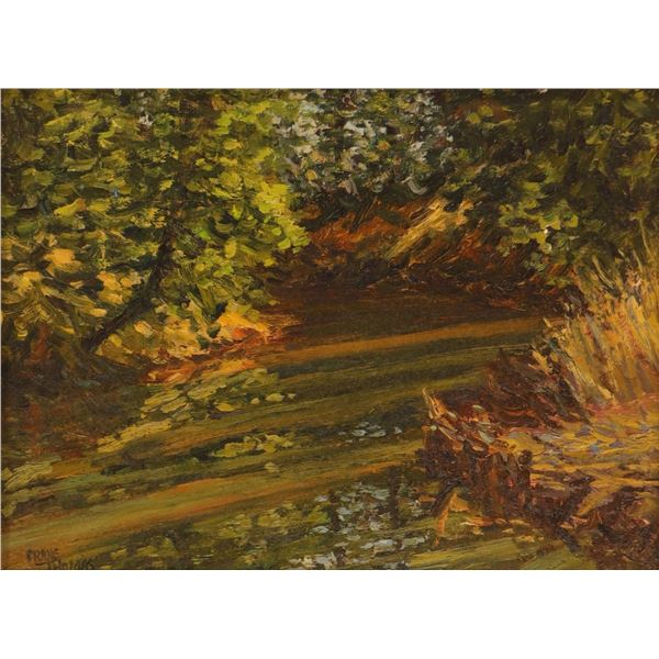 Crane Thomas, Untitled (Woodland Stream), Paint on Board