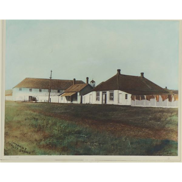 Hudson’s Bay Company, Fort Edmonton 1898 — hand‑coloured photograph