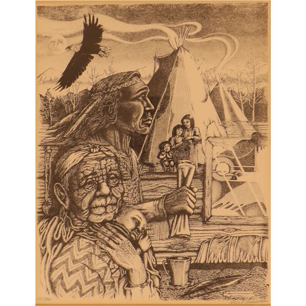 Attributed to Ollie Anderson (Métis) and Another Signed Work, Group of Two Framed Prints