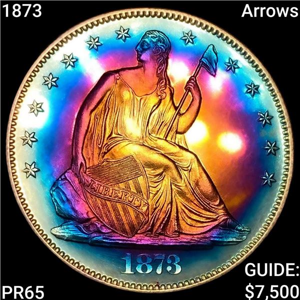 1873 Arrows Seated Liberty Half Dollar GEM PROOF
