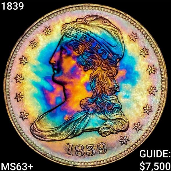 1839 Capped Bust Half Dollar CHOICE BU+