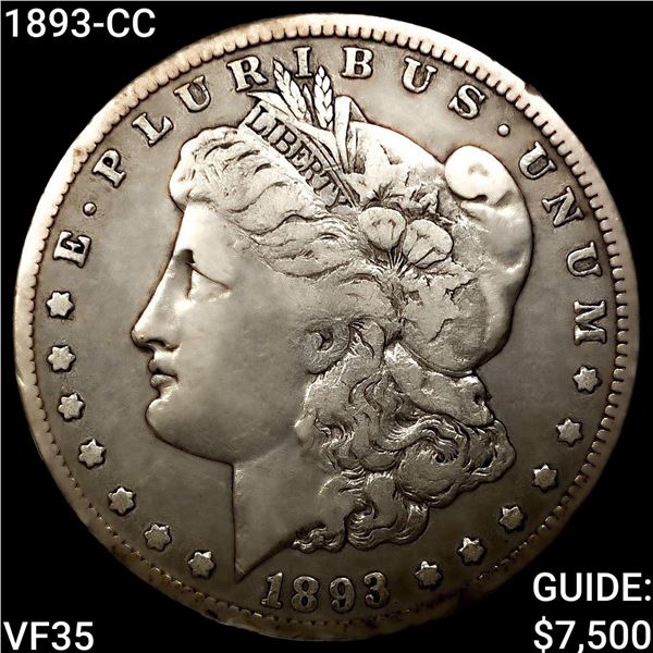 1893-CC Morgan Silver Dollar ABOUT UNCIRCULATED