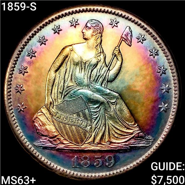 1859-S Seated Liberty Half Dollar CHOICE BU+