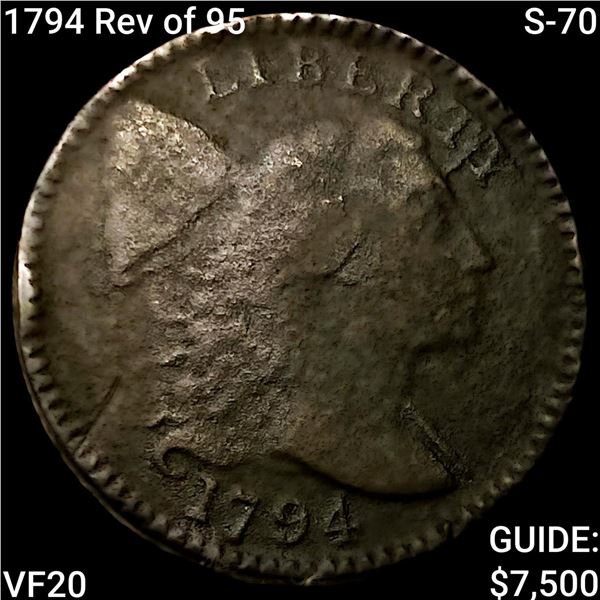 1794 Rev of 95 S-70 Liberty Cap Large Cent LIGHTLY CIRCULATED