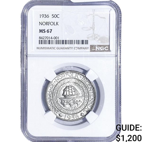1936 Norfolk Half Dollar NGC MS67