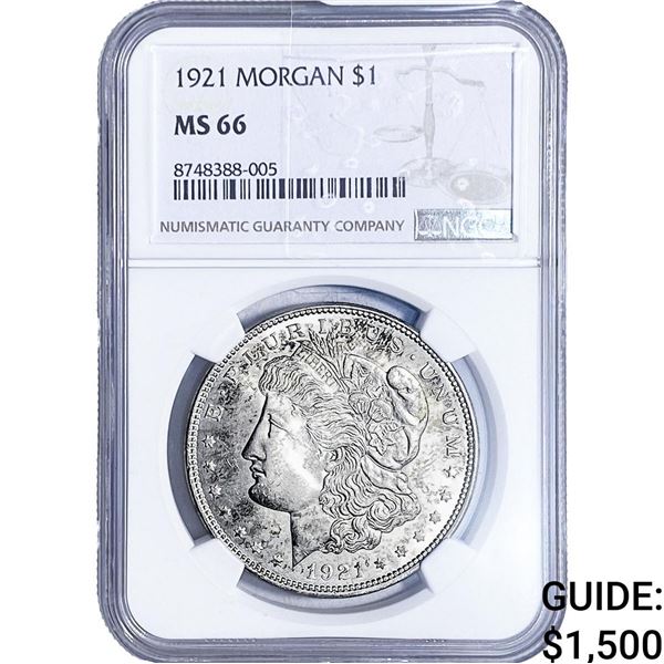 1921 Morgan Silver Dollar NGC MS66