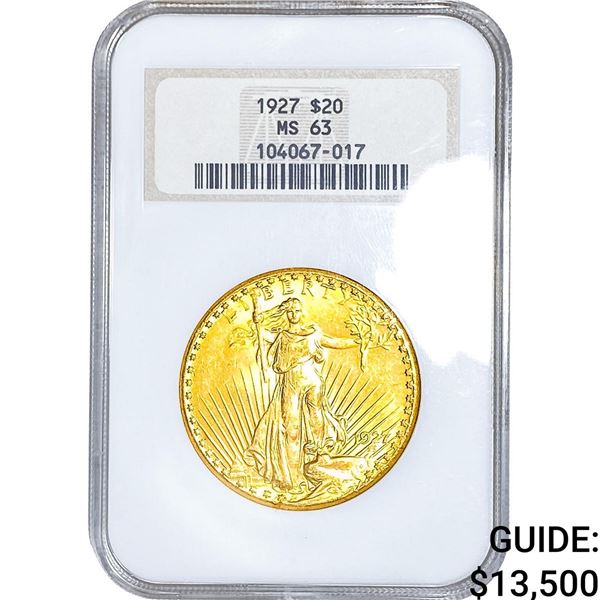 1927 $20 Gold Double Eagle NGC MS63