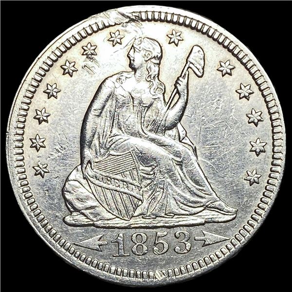 1853 Arrows/Rays Seated Liberty Silver Quarter HIGH GRADE