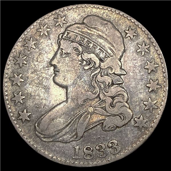 1833 Capped Bust Silver Half Dollar ABOUT  UNCIRCULATED