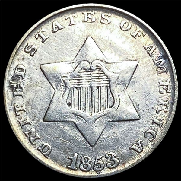 1853 Silver Three-Cent Piece CLOSELY  UNCIRCULATED