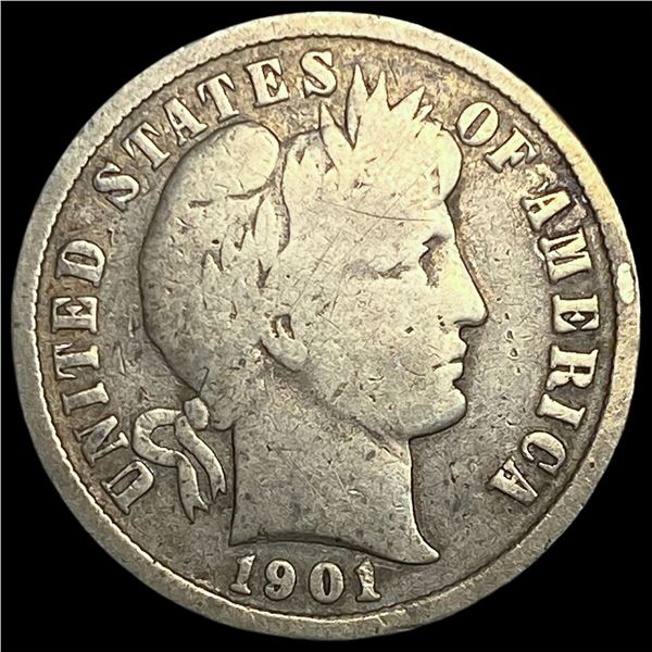 1901-S Silver Barber Dime NICELY CIRCULATED