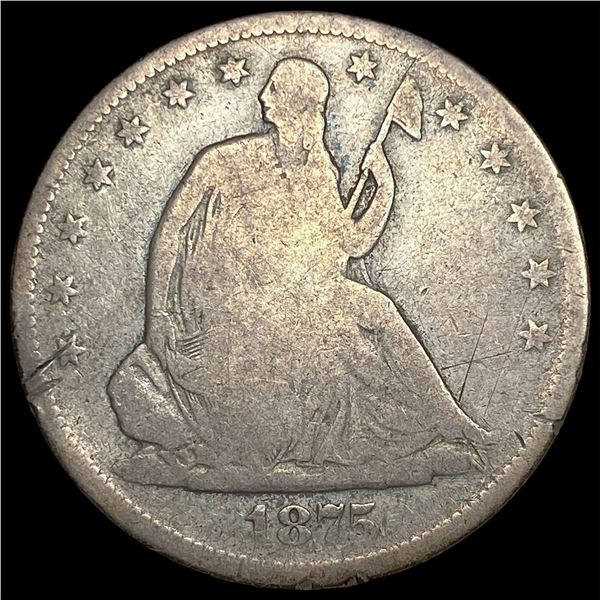 1875-S Silver Seated Liberty Half Dollar LIGHTLY CIRCULATED