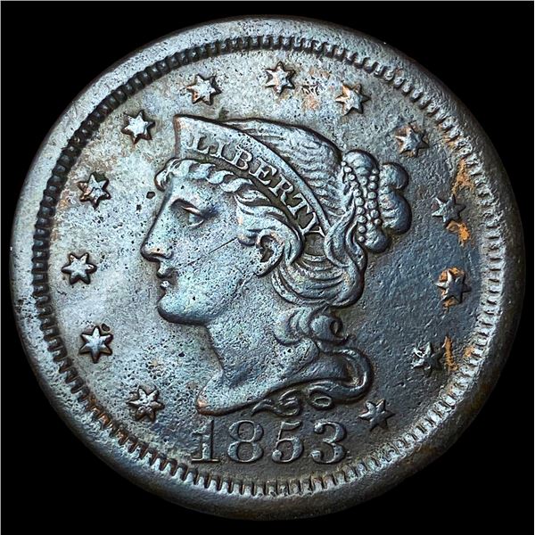 1853 Braided Hair Large Cent NEARLY  UNCIRCULATED