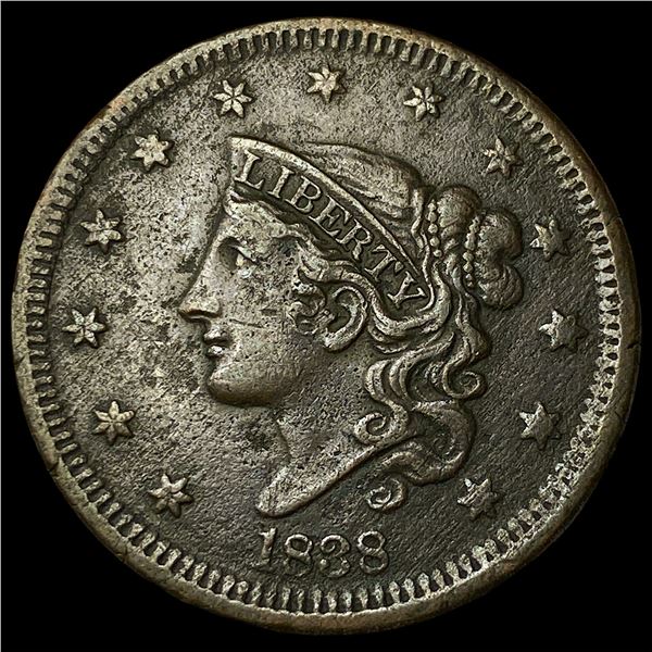 1838 Coronet Head Large Cent NEARLY  UNCIRCULATED