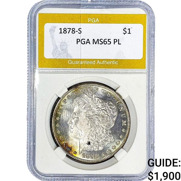 1878-S Morgan Silver Dollar PGA MS65 PL