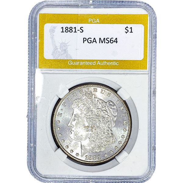 1881-S Morgan Silver Dollar PGA MS64