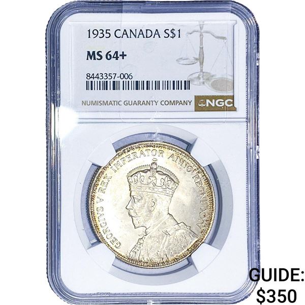 1935 $1 Sliver Canada NGC MS64+