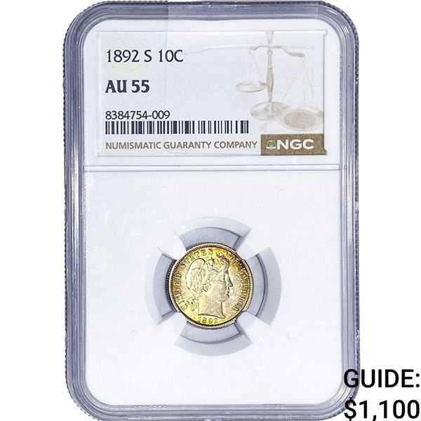 1892-S Barber Dime NGC AU55