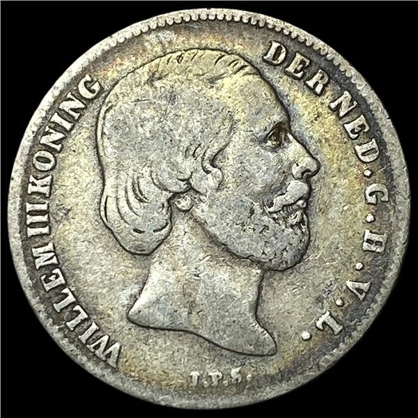 1858 Netherlands Silver 1/2 Gulden KM 92