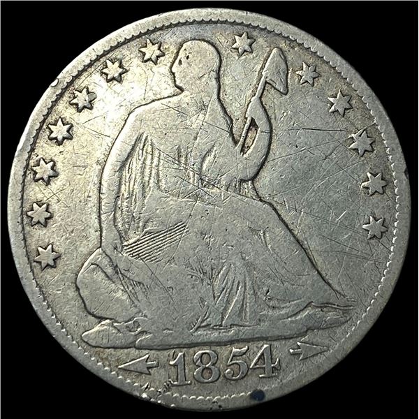 1854-O Silver Seated Liberty Half Dollar LIGHTLY CIRCULATED