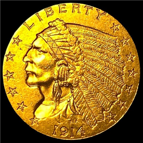 1914-D Gold $2.5 Indian Head Quarter Eagle  CLOSELY UNCIRCULATED