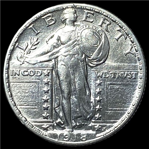 1918-D Silver Standing Liberty Quarter CHOICE AU