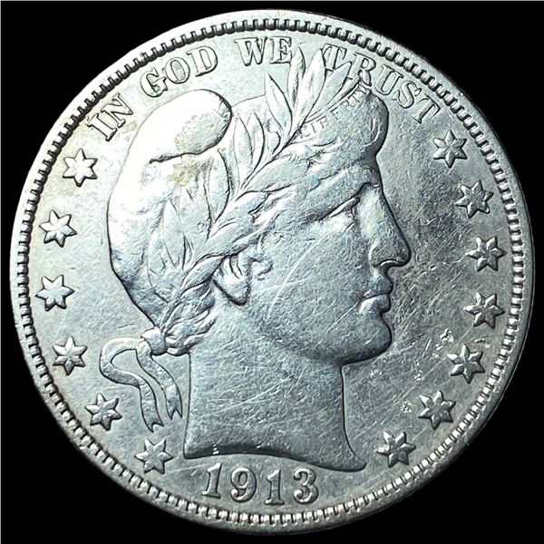 1913 Silver Half Dollar Barber ABOUT  UNCIRCULATED