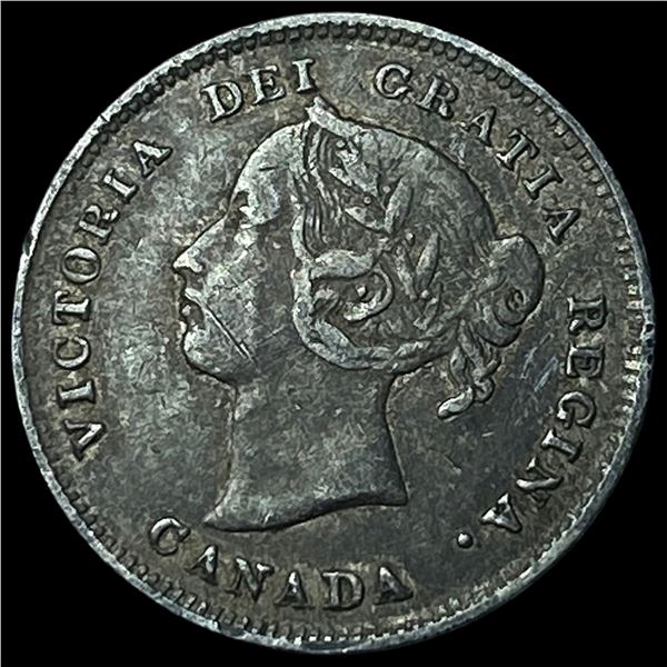 1886 Canada Silver 5 Cents NEARLY  UNCIRCULATED