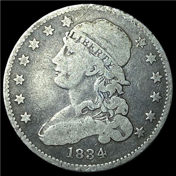 1834 Capped Bust Silver Quarter LIGHTLY  CIRCULATED
